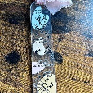 Inspirational Clear Bookmark with Floral Design